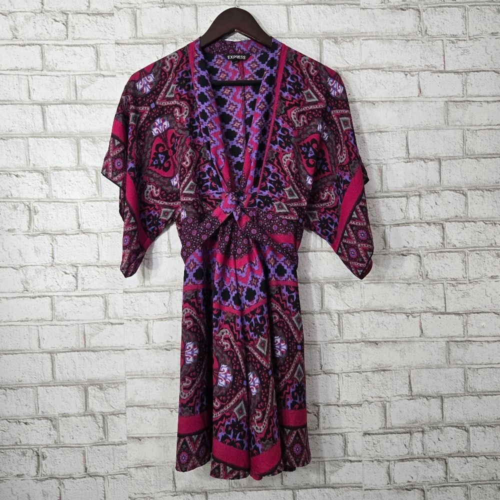 Express Pink Purple Paisley Mini Dress